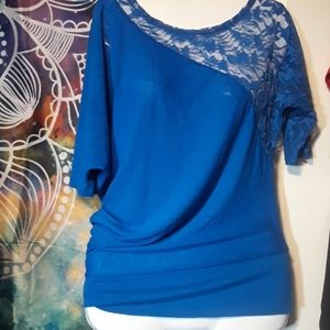 Women's blue lace top